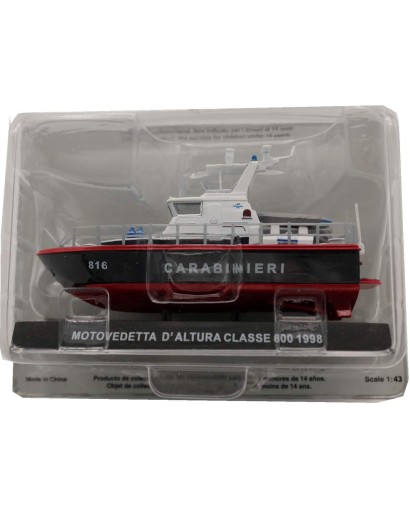 EDICOLA - 1/128 - MOTOVEDETTA - D'ALTURA CLASSE 800 BOAT CARABINIERI 1998 - WHITE BLUE RED 1/43